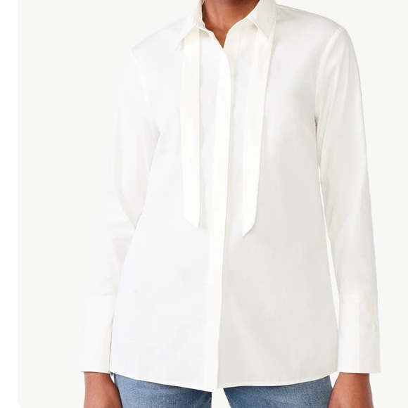 Scoop Women's Tie Neck Poplin Shirt - Picture 5 of 7